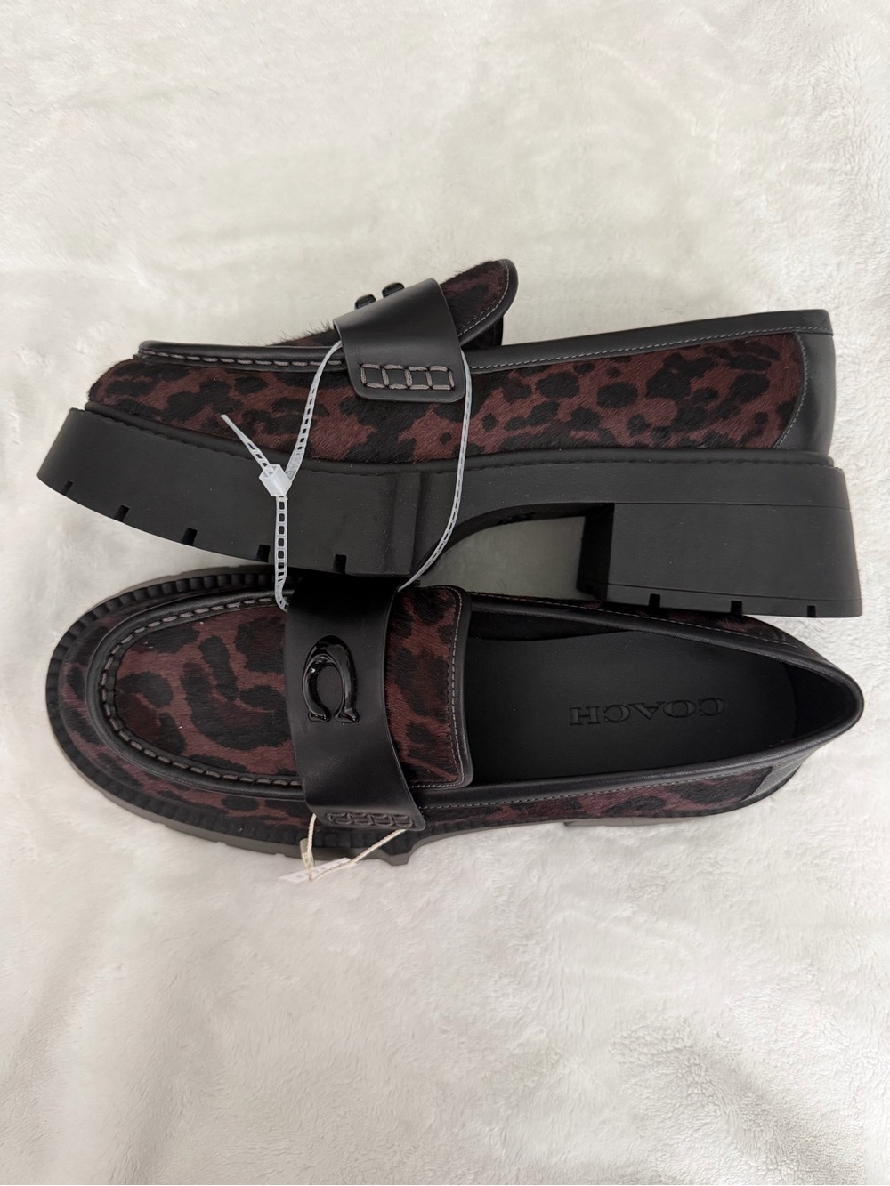 Coach Leopard-Print Chunky Loafer in Black & Brown - Picture 5 of 5